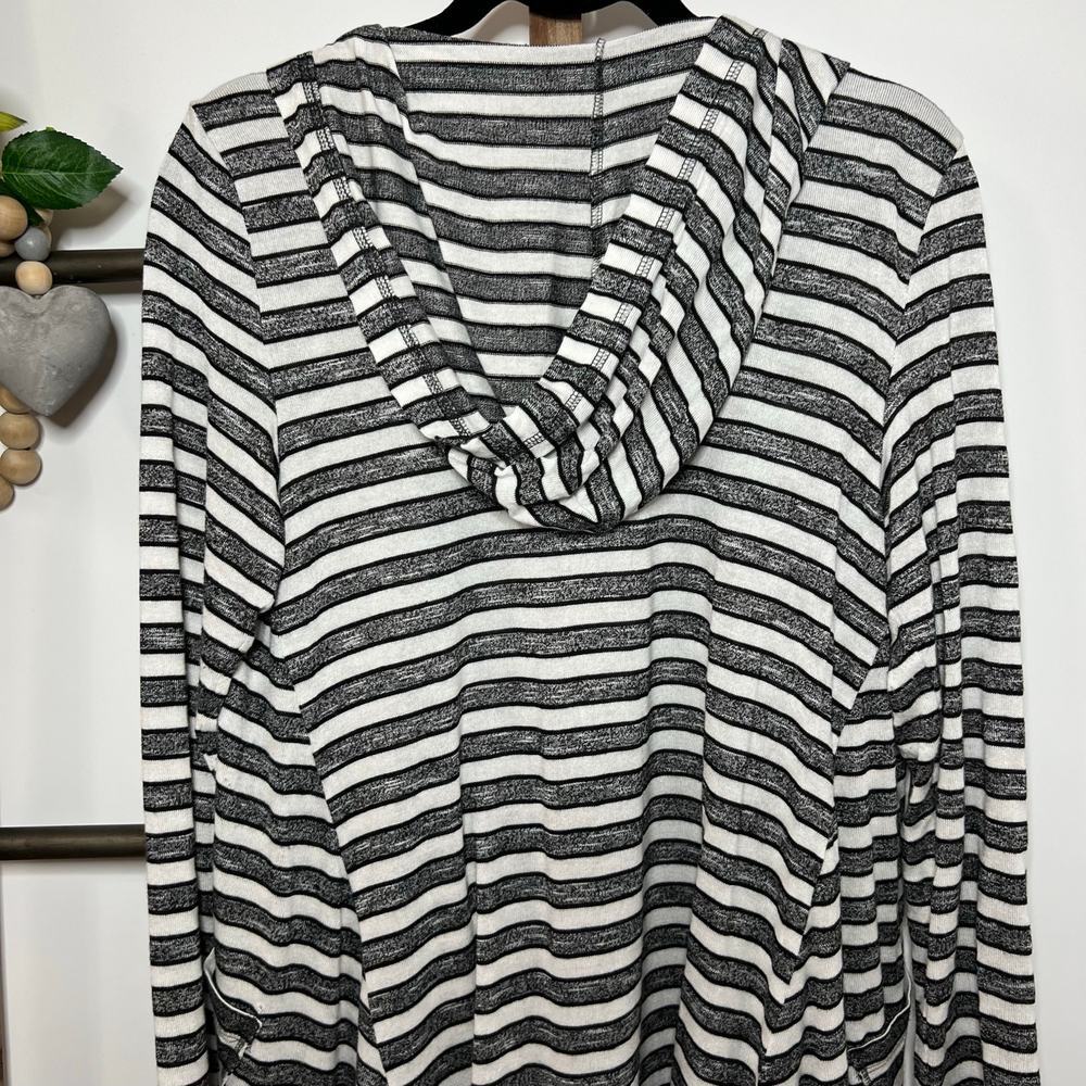 Vince Camuto Long Sleeve Lighweight‎ Black White Cardigan Hoodie Size Medium - Picture 6 of 8